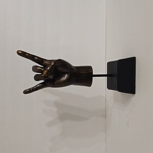 Hand Cast Statue 'Rock On' -  Bronze Tone
